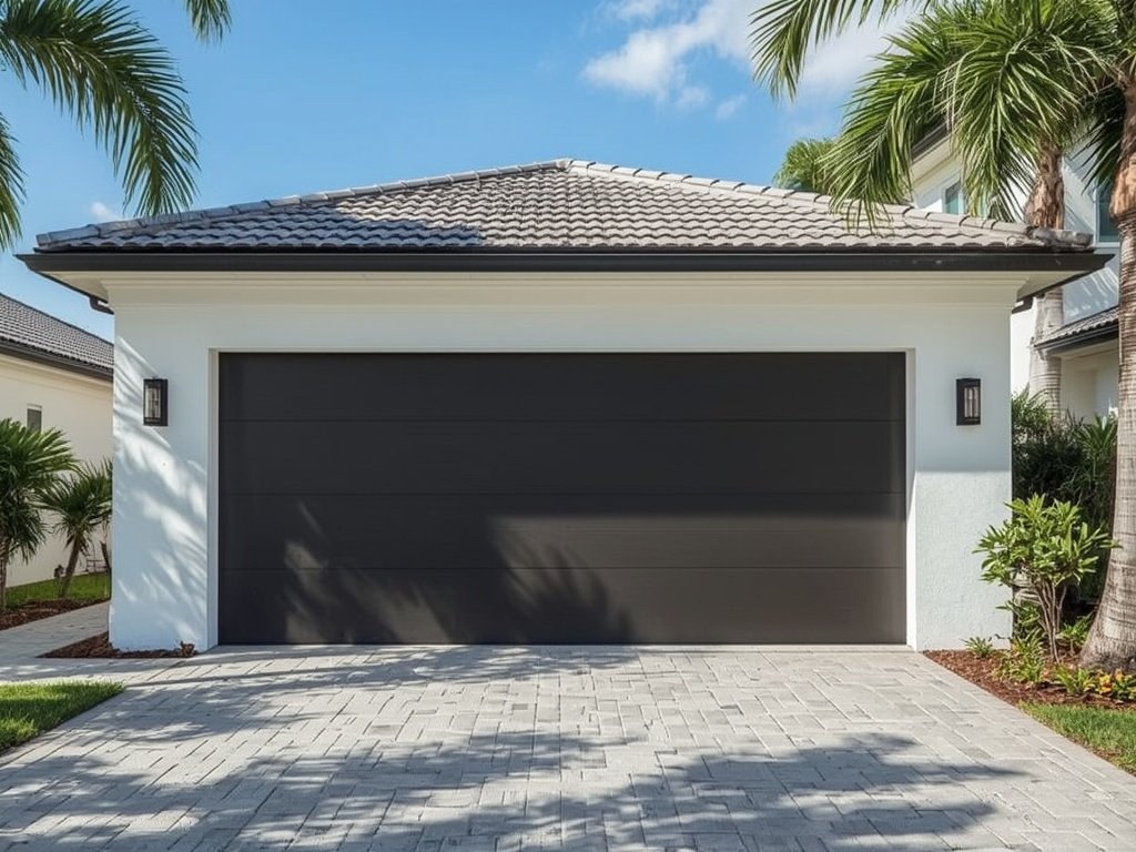 Modern hurricane-rated garage door installed in Broward County