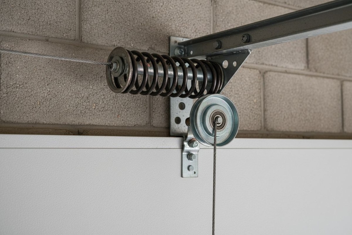 Broken torsion spring on a garage door