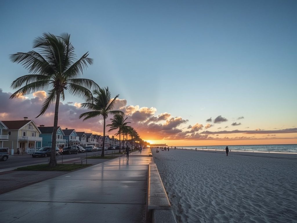 Hollywood Beach Broadwalk at sunset