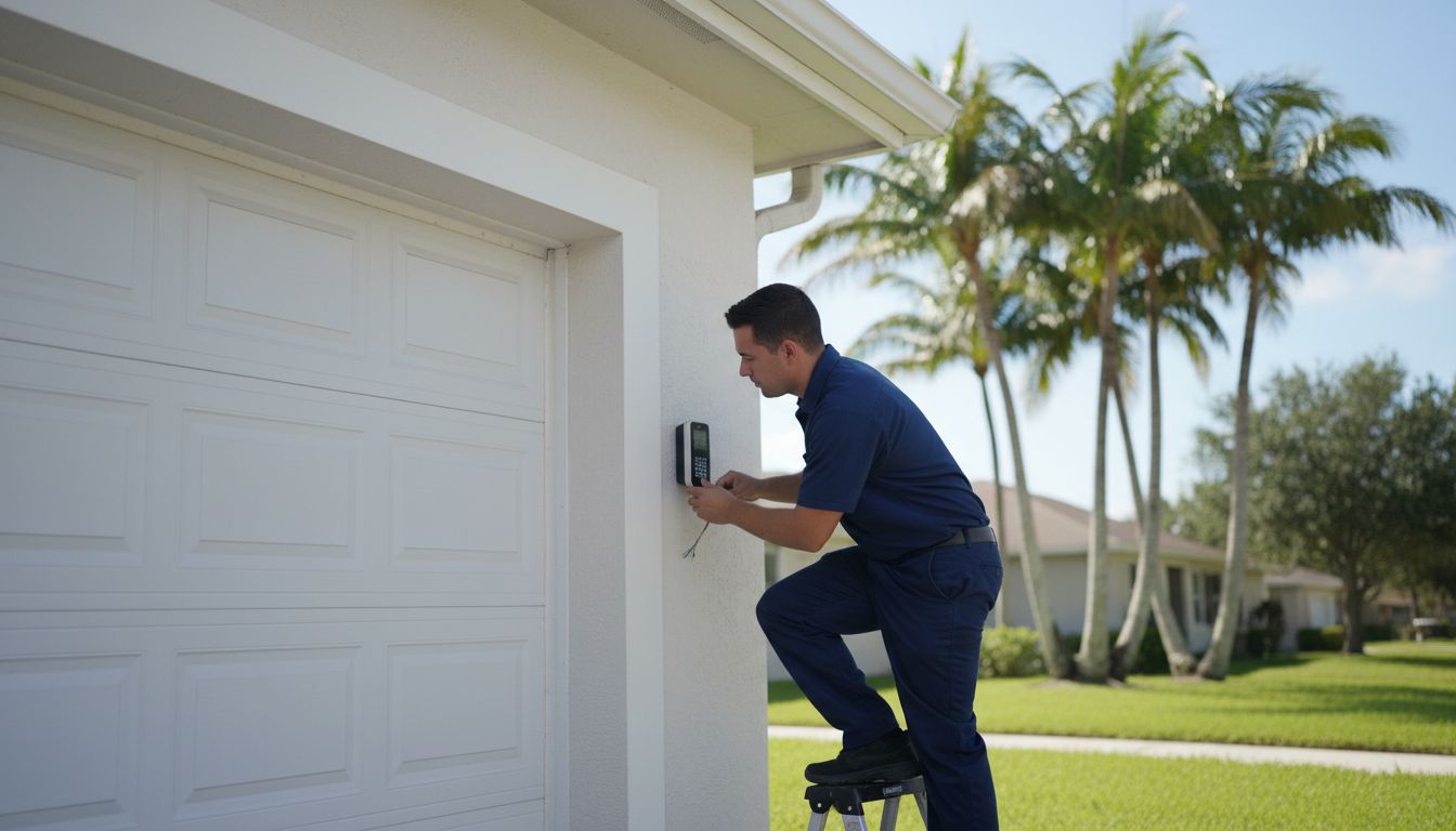 Wireless keypad keyless entry installed on garage